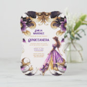 Invitation Robe de Quinceañera d'or pourpre (Debout devant)