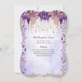 Invitation Robe de Quinceanera en or violet Roses floraux (Dos)