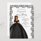 Invitation Robe de Quinceanera noire (Devant / Derrière)