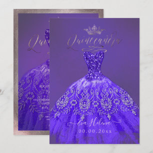 Invitation Robe de Quinceañera, Princesse Pailletée Violet Po
