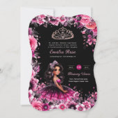 Invitation Robe de Quinceanera rose Magenta Floral (Devant)