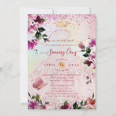 Invitation Robe de Quinceanera rose saumon avec fleurs bordea (Dos)