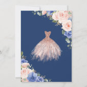 Invitation Robe de Quinceañera Royal Blue Blush Floral Tiara (Dos)