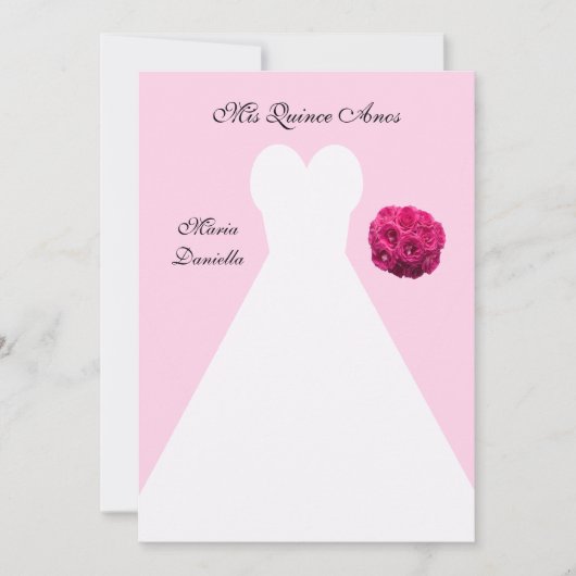 Invitation Robe de Quinceanera sur le coing rose Anos (Devant)