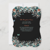 Invitation Robe de Quinceanera Vert Turquoise Papillon Floral (Dos)