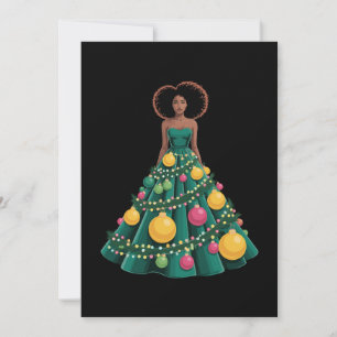Invitation Robe de sapin de Noël Lumières de Noël Femme Afro