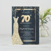 Invitation Robe de Séquins d'or foncé, Cadre, Bleu 70e annive (Debout devant)