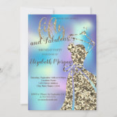 Invitation Robe de Séquins d'or, Holographie 50e fête d'anniv (Devant)