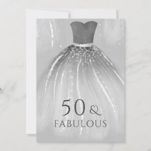 Invitation Robe de sirène d'argent 50 et fabuleux 50e anniver