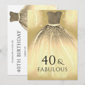Invitation Robe de sirène d'or 40 et fabuleux 40e anniversair (Devant / Derrière)