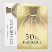 Invitation Robe de sirène d'or 50 et fabuleux 50e anniversair (Devant / Derrière)