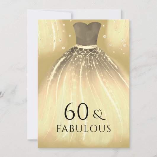 Invitation Robe de sirène d'or 60 et fabuleux 60e anniversair (Devant)