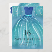 Invitation Robe de Sirène Ombre Bleue 15ème Douce 16 Partie (Devant / Derrière)