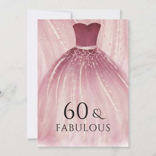 Invitation Robe de sirène pourpre bordeaux 60e fête d'anniver (Devant)