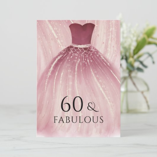 Invitation Robe de sirène pourpre bordeaux 60e fête d'anniver (Debout devant)