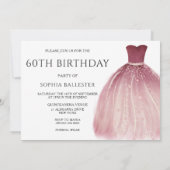 Invitation Robe de sirène pourpre bordeaux 60e fête d'anniver (Dos)