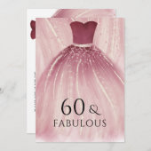 Invitation Robe de sirène pourpre bordeaux 60e fête d'anniver (Devant / Derrière)