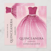 Invitation Robe de sirène rose doux Quinceanera Party (Devant / Derrière)