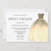 Invitation Robe de sirène scintillante dorée Sweet 16 Party (Dos)