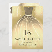 Invitation Robe de sirène scintillante dorée Sweet 16 Party (Devant / Derrière)