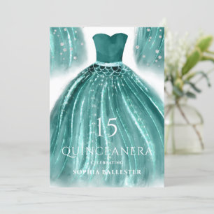 Invitation Robe de sirène verte turquoise Quinceanera