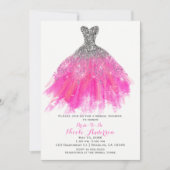 Invitation Robe de soirée à paillettes rose et argent Glamour (Devant)