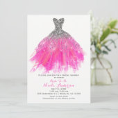 Invitation Robe de soirée à paillettes rose et argent Glamour (Debout devant)