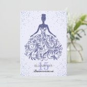 Invitation Robe de soirée bleu marine pailletée Quinceañera (Debout devant)