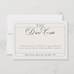 Invitation Robe de soirée classique bleu marine ivoire callig