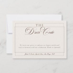 Invitation Robe de soirée classique Choco Brown Ivory Calligr