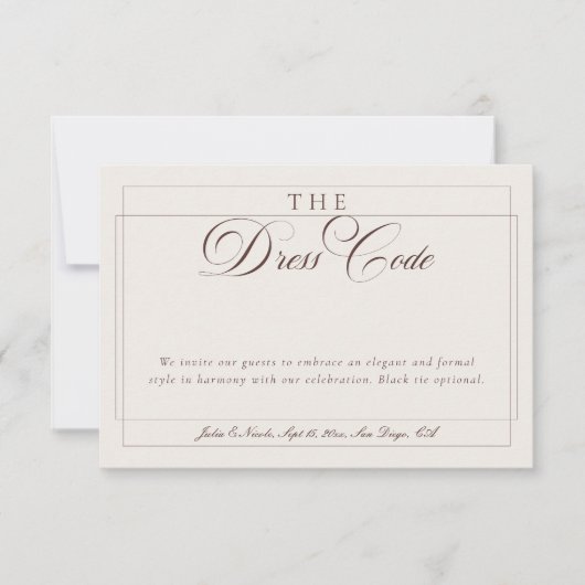 Invitation Robe de soirée classique Choco Brown Ivory Calligr (Devant)