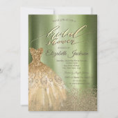 Invitation  Robe de soirée de mariage vert clair Diamants Or  (Devant)