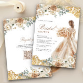 Invitation Robe de soirée en dentelle dorée florale terreuse