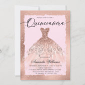 Invitation Robe de soirée en or rose pour Quinceañera  (Devant)