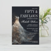 Invitation Robe de soirée Fifty et Fabulous à paillettes doré (Debout devant)