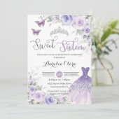 Invitation Robe de soirée florale violette pour 16 ans (Debout devant)