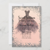 Invitation Robe de soirée pailletée argent et pêche pour une (Devant)