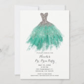Invitation Robe de soirée pailletée argent et sarcelle avant (Devant)