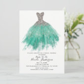Invitation Robe de soirée pailletée sarcelle et argent pour m (Debout devant)
