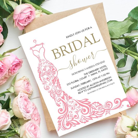 Invitation Robe de soirée rose blush pour mariage
