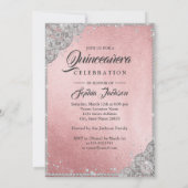Invitation Robe de soirée Rose Gold Silver Diamond Sparkle Qu (Dos)