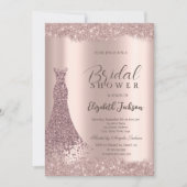 Invitation Robe de soirée Rose Gold Sparkle Frame Mariage (Devant)