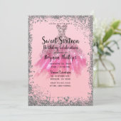 Invitation Robe de soirée rose pailletée argentée pour Sweet  (Debout devant)