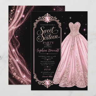 Invitation Robe de soirée rose pour les 16 ans