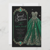 Invitation Robe de soirée verte émeraude pour 16 ans (Devant)