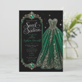 Invitation Robe de soirée verte émeraude pour 16 ans (Debout devant)