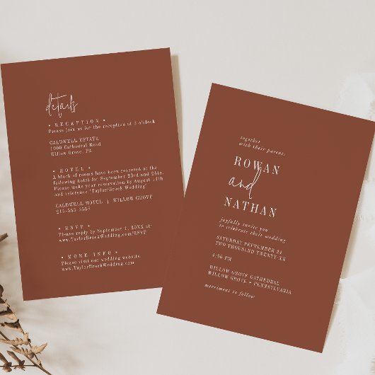 Invitation Robe De Terracotta Chic Moderne Tout En Un Mariage