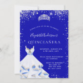 Invitation Robe de tiara en argent bleu royal parties scintil (Devant)