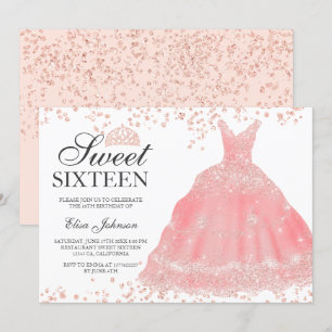 Invitation Robe de tiare blush parties scintillant or rose Sw