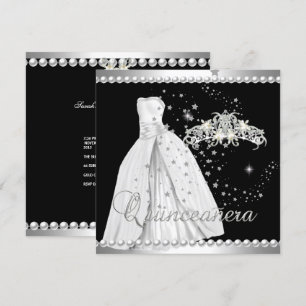 Invitation Robe de tiare de Quinceanera 15 ans Noir Argent Bl